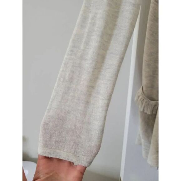 Lilly Pulitzer Bridget Open Cardigan Fringe Trim Women’s Medium Sweater, Oatmeal - Picture 4 of 8